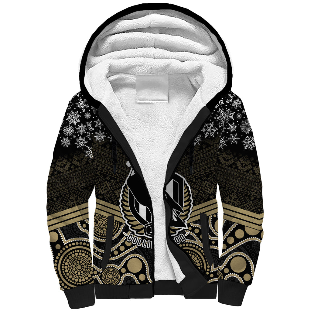 custom-collingwood-football-christmas-sherpa-hoodie-merry-xmas-2023-mix-aboriginal-art