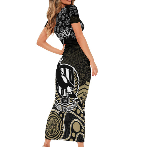 custom-collingwood-football-christmas-short-sleeve-bodycon-dress-merry-xmas-2023-mix-aboriginal-art