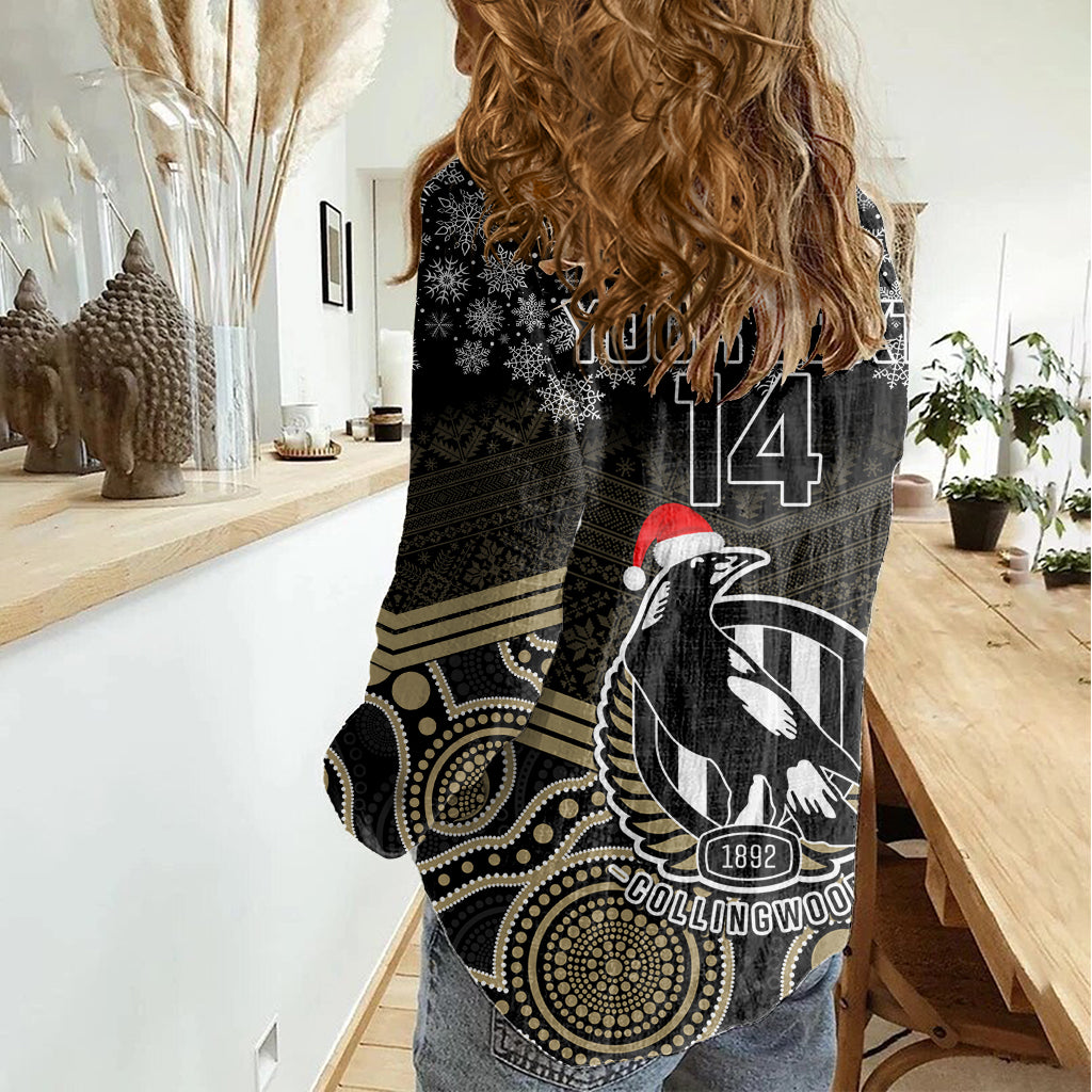 custom-collingwood-football-christmas-women-casual-shirt-merry-xmas-2023-mix-aboriginal-art