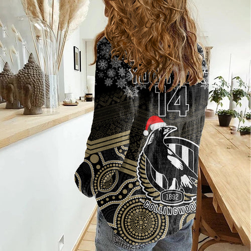 custom-collingwood-football-christmas-women-casual-shirt-merry-xmas-2023-mix-aboriginal-art