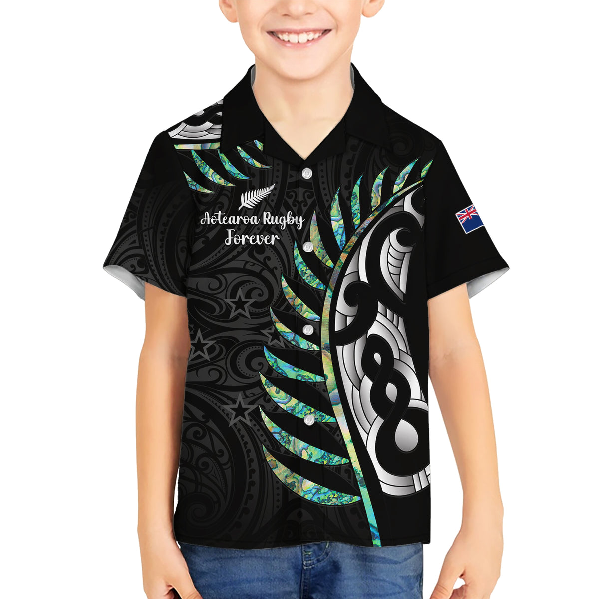 personalised-new-zealand-silver-fern-rugby-kid-hawaiian-shirt-paua-shell-with-champions-trophy-history-nz-forever