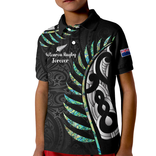 personalised-new-zealand-silver-fern-rugby-kid-polo-shirt-paua-shell-with-champions-trophy-history-nz-forever