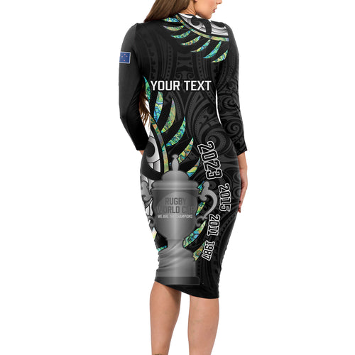 personalised-new-zealand-silver-fern-rugby-long-sleeve-bodycon-dress-paua-shell-with-champions-trophy-history-nz-forever
