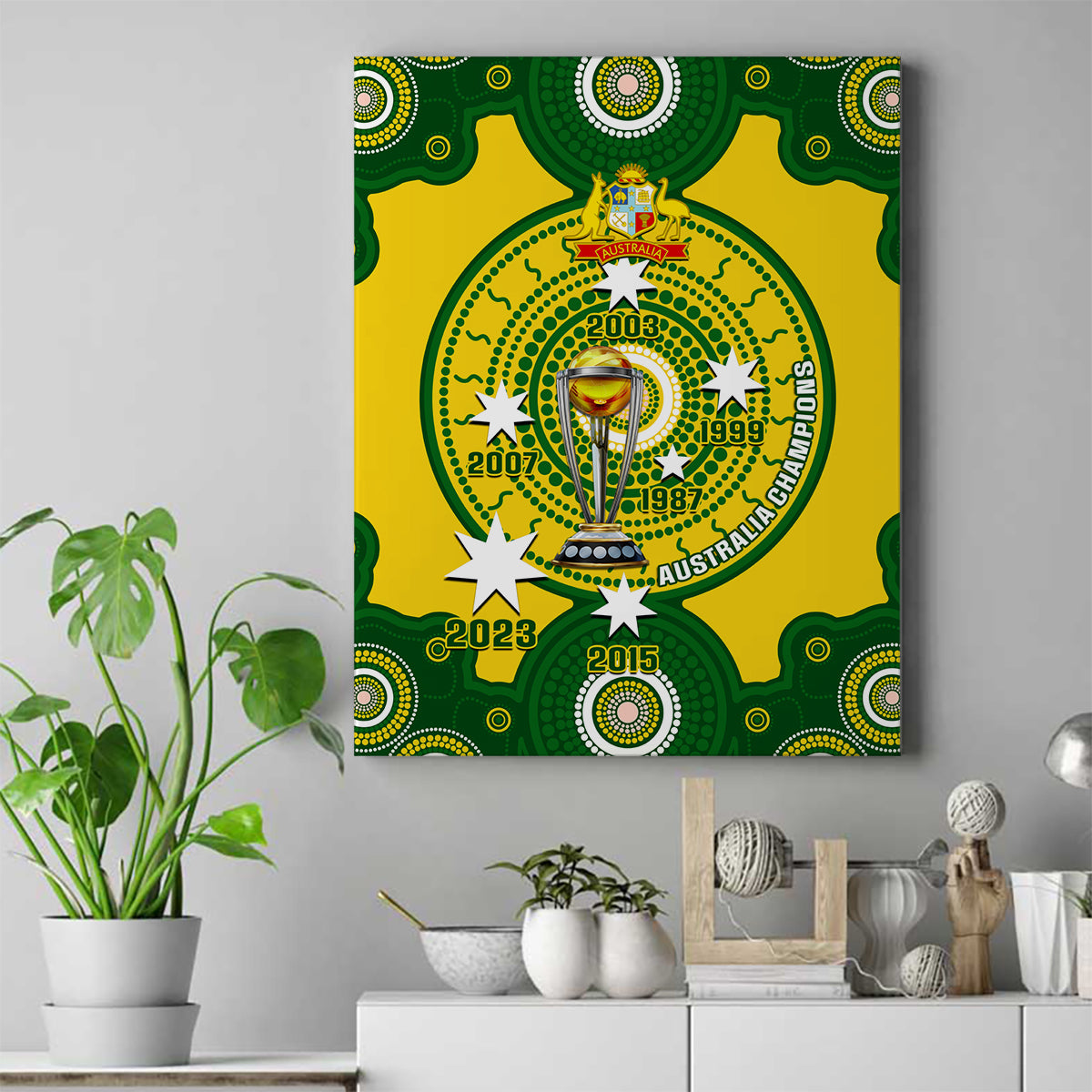 australia-cricket-canvas-wall-art-2023-world-cup-6th-champions-trophy-national-color