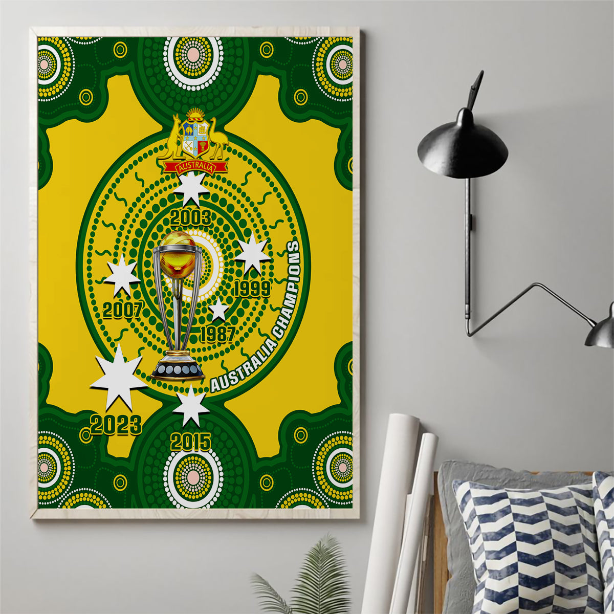 australia-cricket-canvas-wall-art-2023-world-cup-6th-champions-trophy-national-color