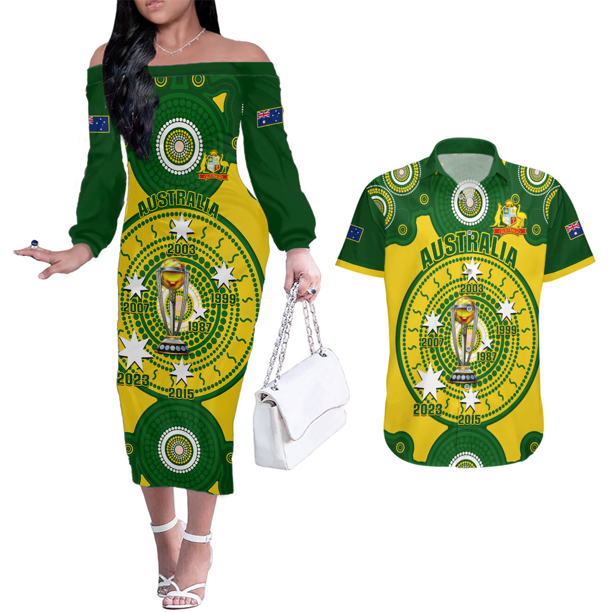 australia-cricket-couples-matching-off-the-shoulder-long-sleeve-dress-and-hawaiian-shirt-2023-world-cup-6th-champions-trophy-national-color