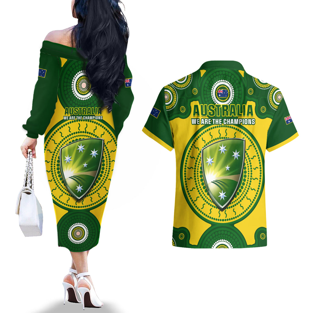 australia-cricket-couples-matching-off-the-shoulder-long-sleeve-dress-and-hawaiian-shirt-2023-world-cup-6th-champions-trophy-national-color
