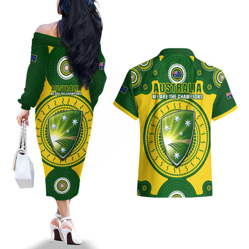 australia-cricket-couples-matching-off-the-shoulder-long-sleeve-dress-and-hawaiian-shirt-2023-world-cup-6th-champions-trophy-national-color