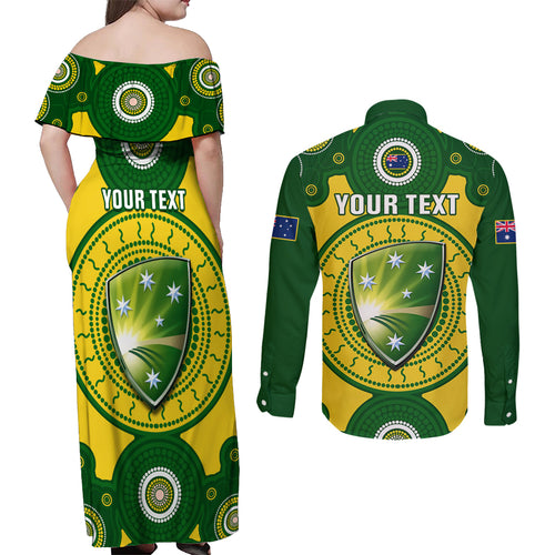 personalised-australia-cricket-couples-matching-off-shoulder-maxi-dress-and-long-sleeve-button-shirt-2023-world-cup-6th-champions-trophy-national-color