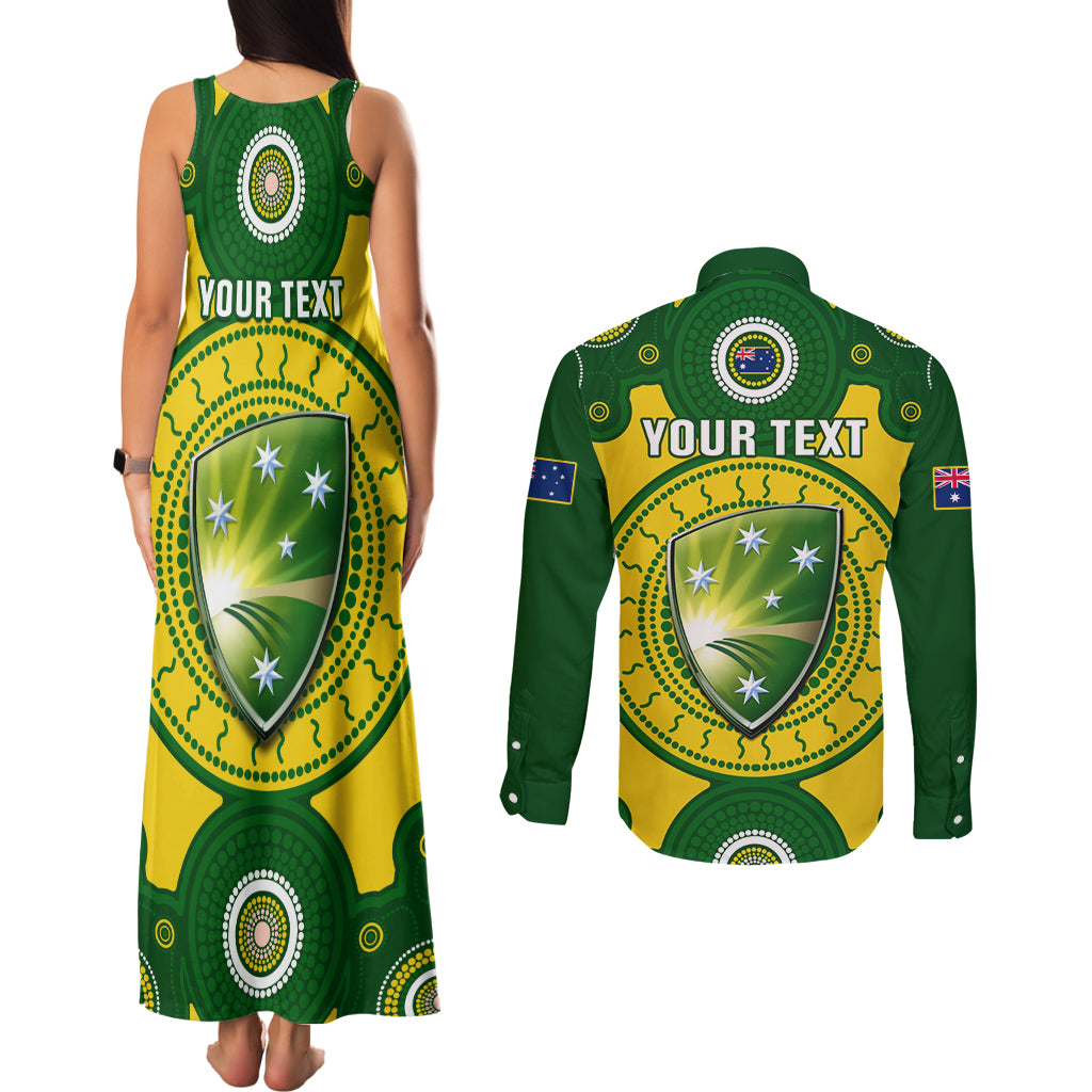 personalised-australia-cricket-couples-matching-tank-maxi-dress-and-long-sleeve-button-shirt-2023-world-cup-6th-champions-trophy-national-color