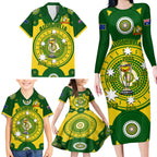 personalised-australia-cricket-family-matching-long-sleeve-bodycon-dress-and-hawaiian-shirt-2023-world-cup-6th-champions-trophy-national-color