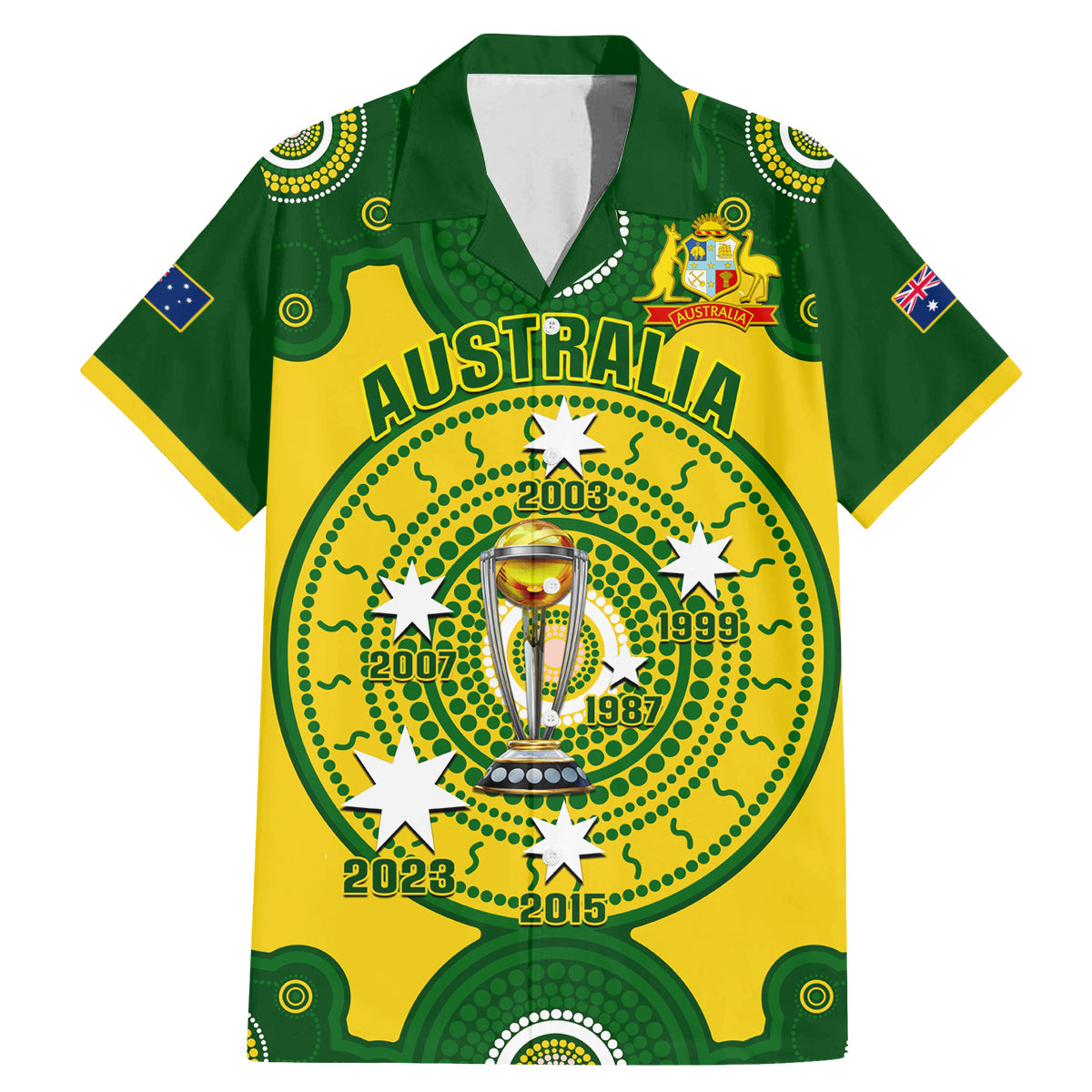 personalised-australia-cricket-family-matching-mermaid-dress-and-hawaiian-shirt-2023-world-cup-6th-champions-trophy-national-color