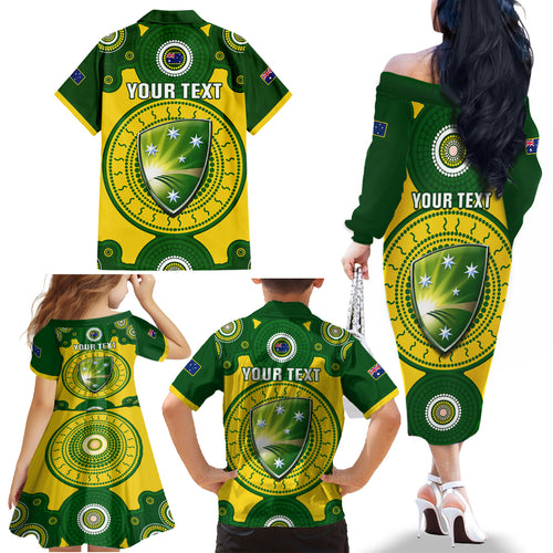 personalised-australia-cricket-family-matching-off-shoulder-long-sleeve-dress-and-hawaiian-shirt-2023-world-cup-6th-champions-trophy-national-color