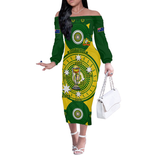 personalised-australia-cricket-family-matching-off-shoulder-long-sleeve-dress-and-hawaiian-shirt-2023-world-cup-6th-champions-trophy-national-color