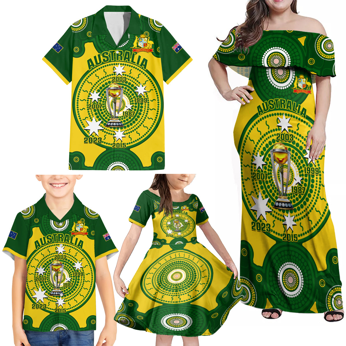 personalised-australia-cricket-family-matching-off-shoulder-maxi-dress-and-hawaiian-shirt-2023-world-cup-6th-champions-trophy-national-color