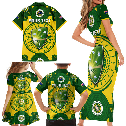 personalised-australia-cricket-family-matching-short-sleeve-bodycon-dress-and-hawaiian-shirt-2023-world-cup-6th-champions-trophy-national-color