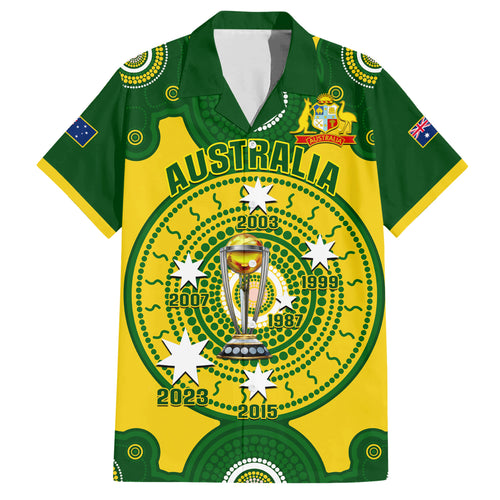 personalised-australia-cricket-family-matching-short-sleeve-bodycon-dress-and-hawaiian-shirt-2023-world-cup-6th-champions-trophy-national-color