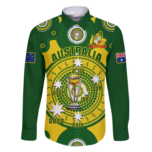 personalised-australia-cricket-family-matching-short-sleeve-bodycon-dress-and-hawaiian-shirt-2023-world-cup-6th-champions-trophy-national-color
