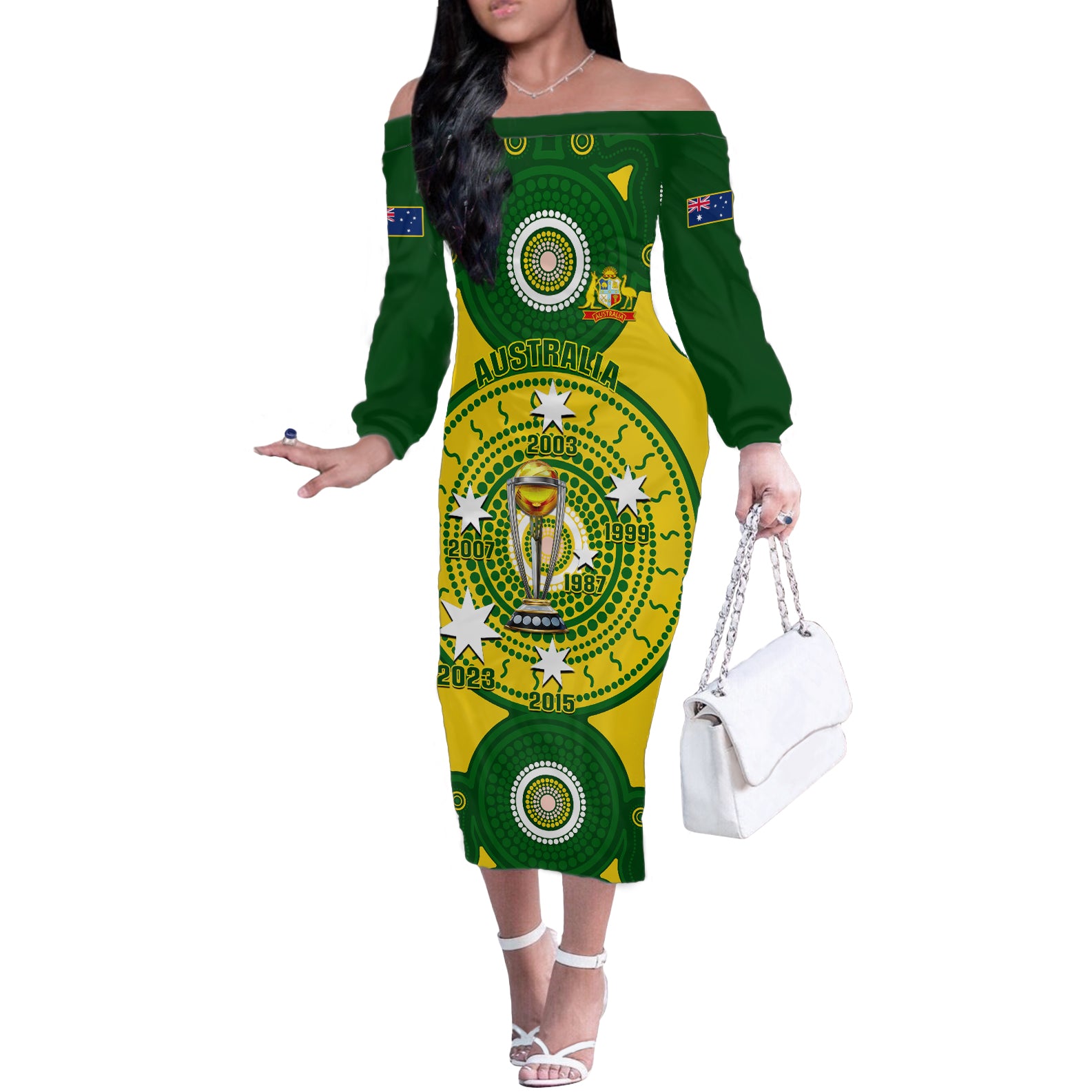 personalised-australia-cricket-off-the-shoulder-long-sleeve-dress-2023-world-cup-6th-champions-trophy-national-color