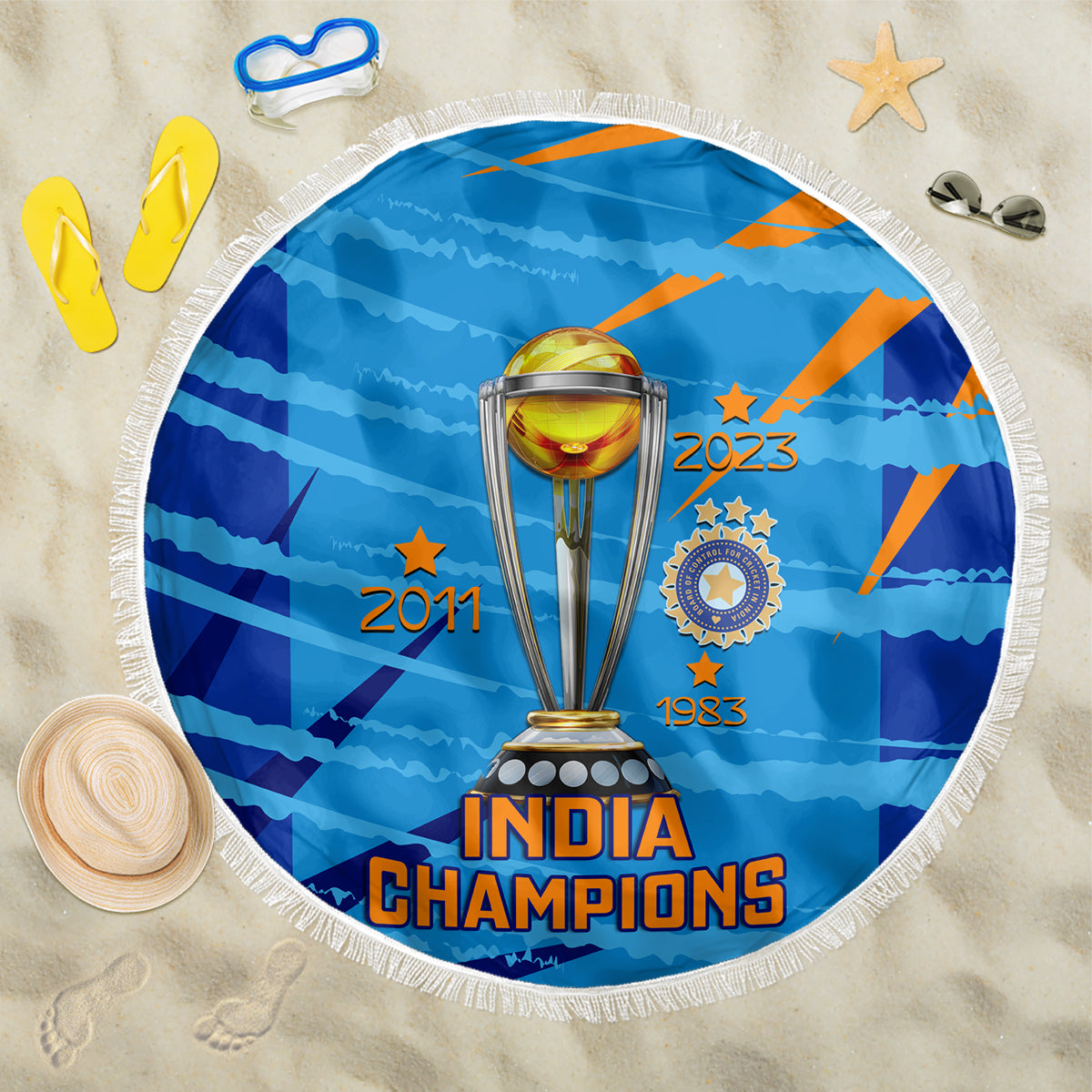 custom-india-cricket-beach-blanket-2023-world-cup-3rd-champions-proud