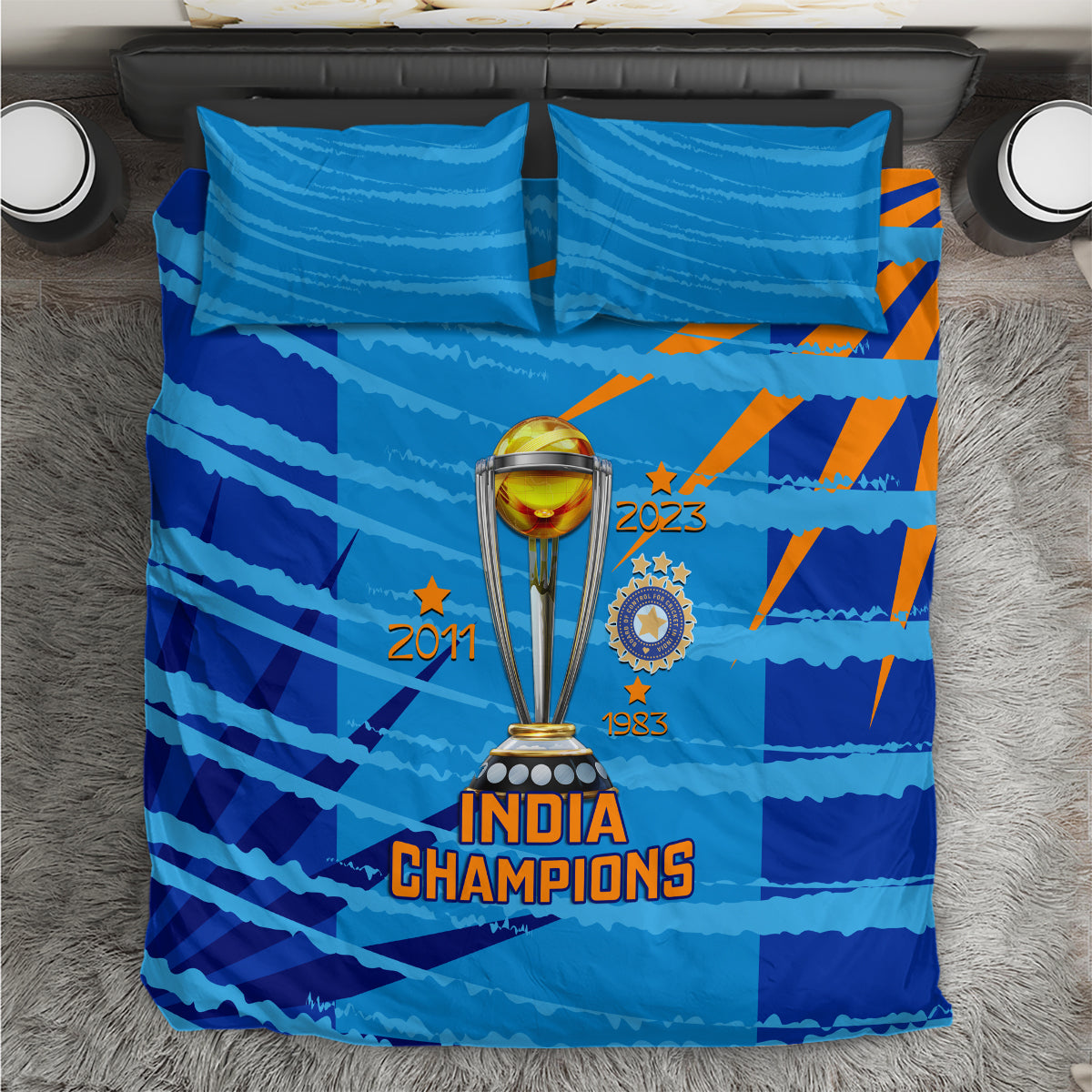 custom-india-cricket-bedding-set-2023-world-cup-3rd-champions-proud