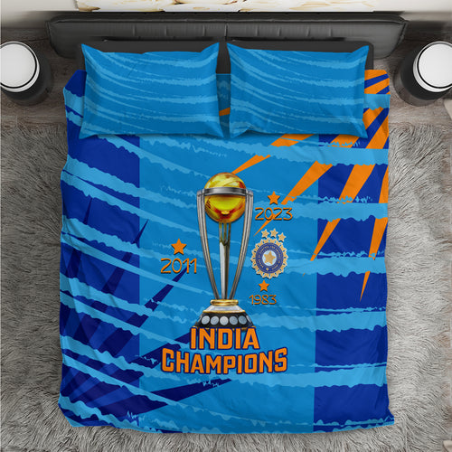 custom-india-cricket-bedding-set-2023-world-cup-3rd-champions-proud