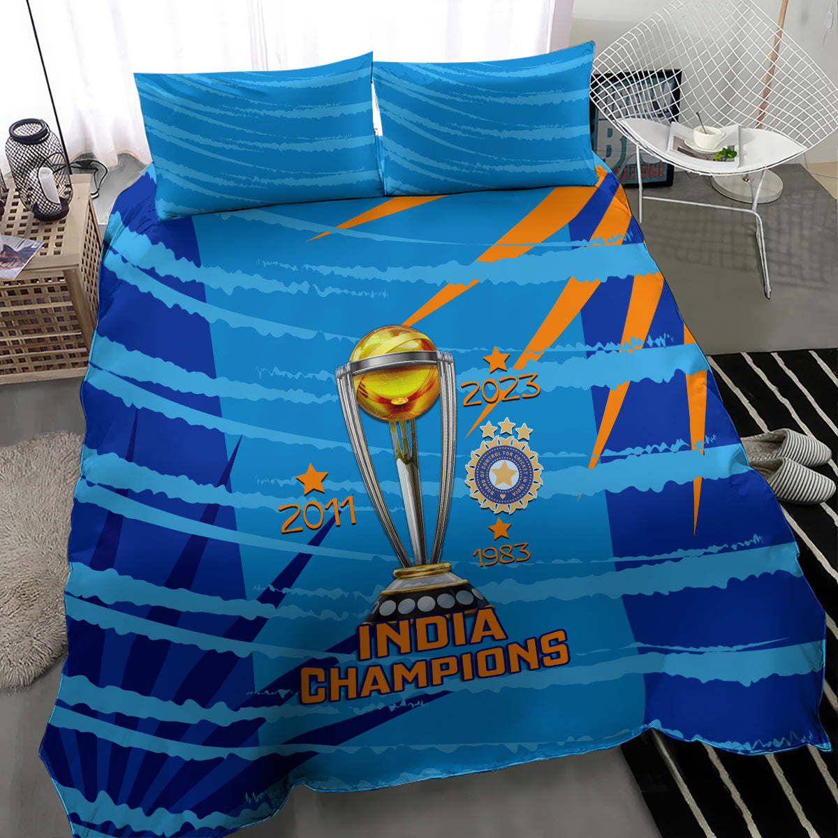 custom-india-cricket-bedding-set-2023-world-cup-3rd-champions-proud