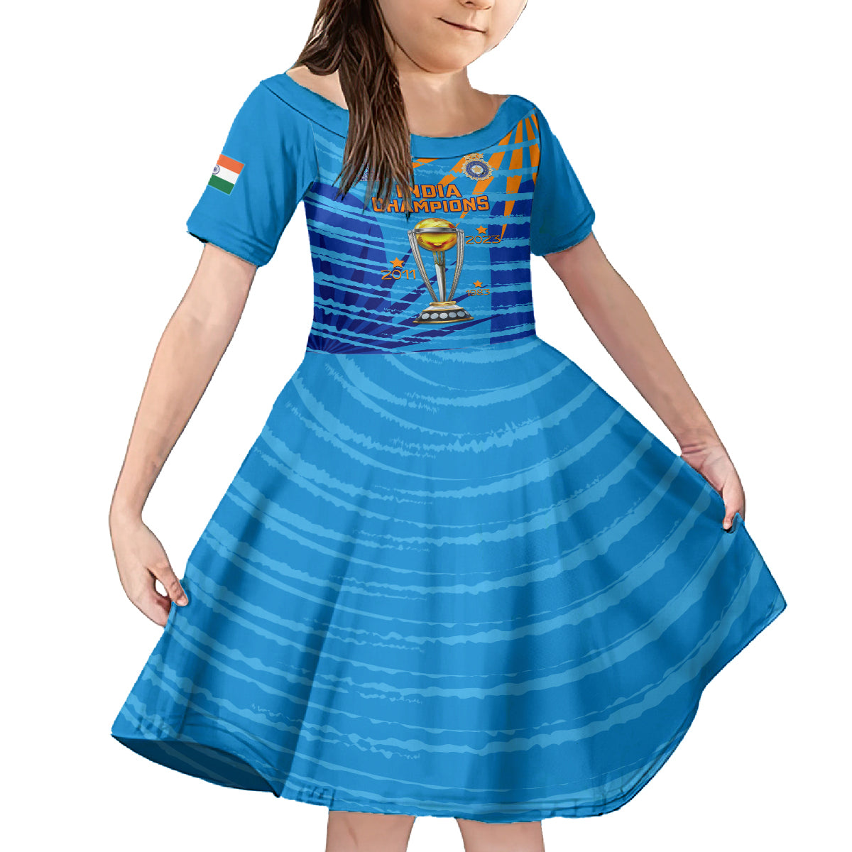 custom-india-cricket-kid-short-sleeve-dress-2023-world-cup-3rd-champions-proud