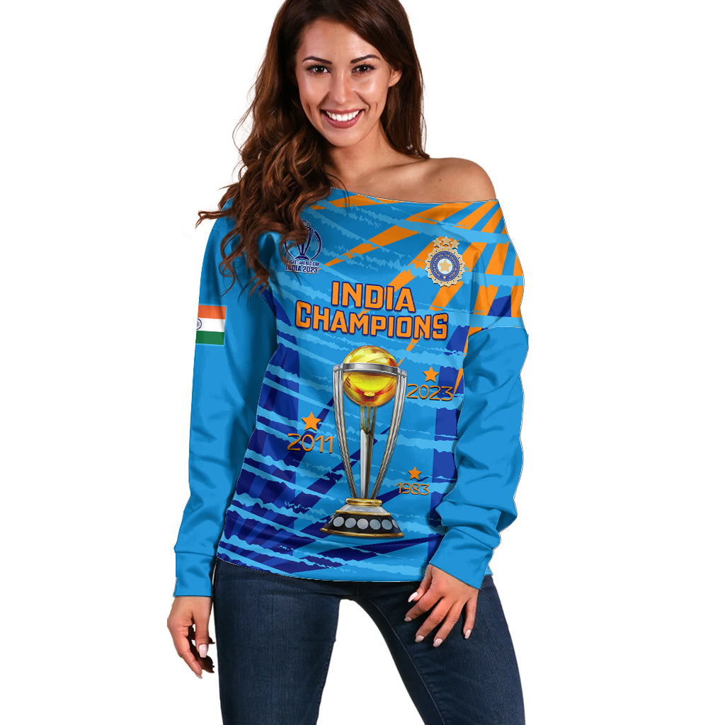 custom-india-cricket-off-shoulder-sweater-2023-world-cup-3rd-champions-proud
