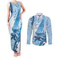New Zealand Saling Couples Matching Tank Maxi Dress and Long Sleeve Button Shirt Aotearoa Yacht Racing - Born To Sail