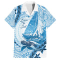 New Zealand Saling Family Matching Off The Shoulder Long Sleeve Dress and Hawaiian Shirt Aotearoa Yacht Racing - Born To Sail