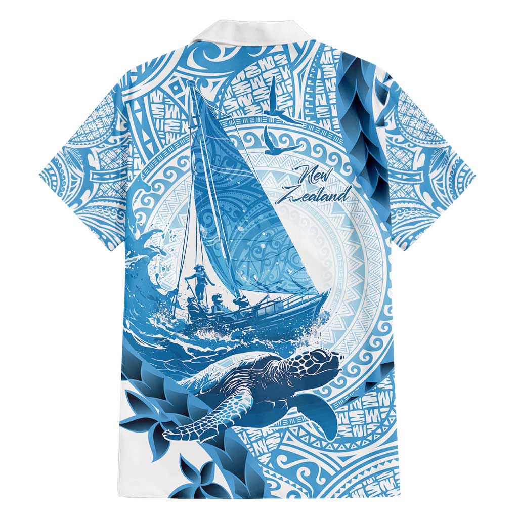 New Zealand Saling Family Matching Off Shoulder Short Dress and Hawaiian Shirt Aotearoa Yacht Racing - Born To Sail