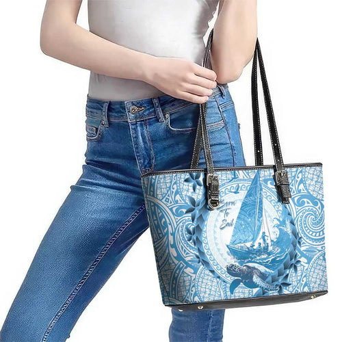 New Zealand Saling Leather Tote Bag Aotearoa Yacht Racing - Born To Sail