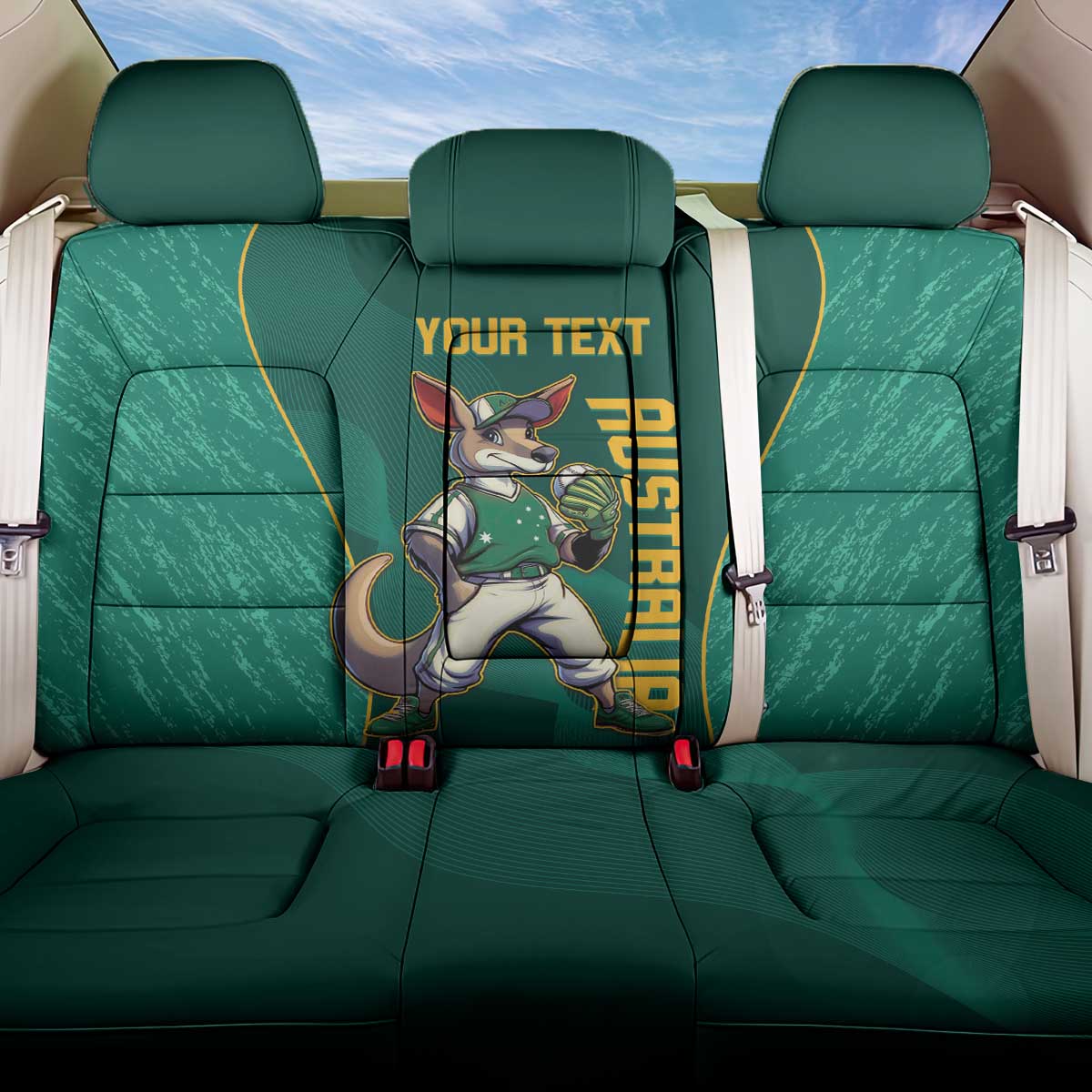 Custom Baseball Australia Back Car Seat Cover Go Champions - Aussie Kangaroo Mascot