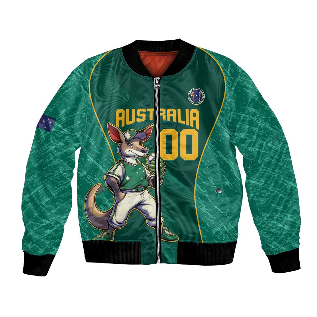 Custom Baseball Australia Bomber Jacket Go Champions - Aussie Kangaroo Mascot