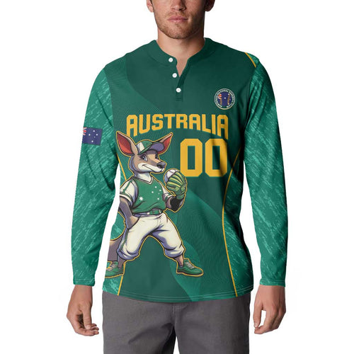 Custom Baseball Australia Button Sweatshirt Go Champions - Aussie Kangaroo Mascot