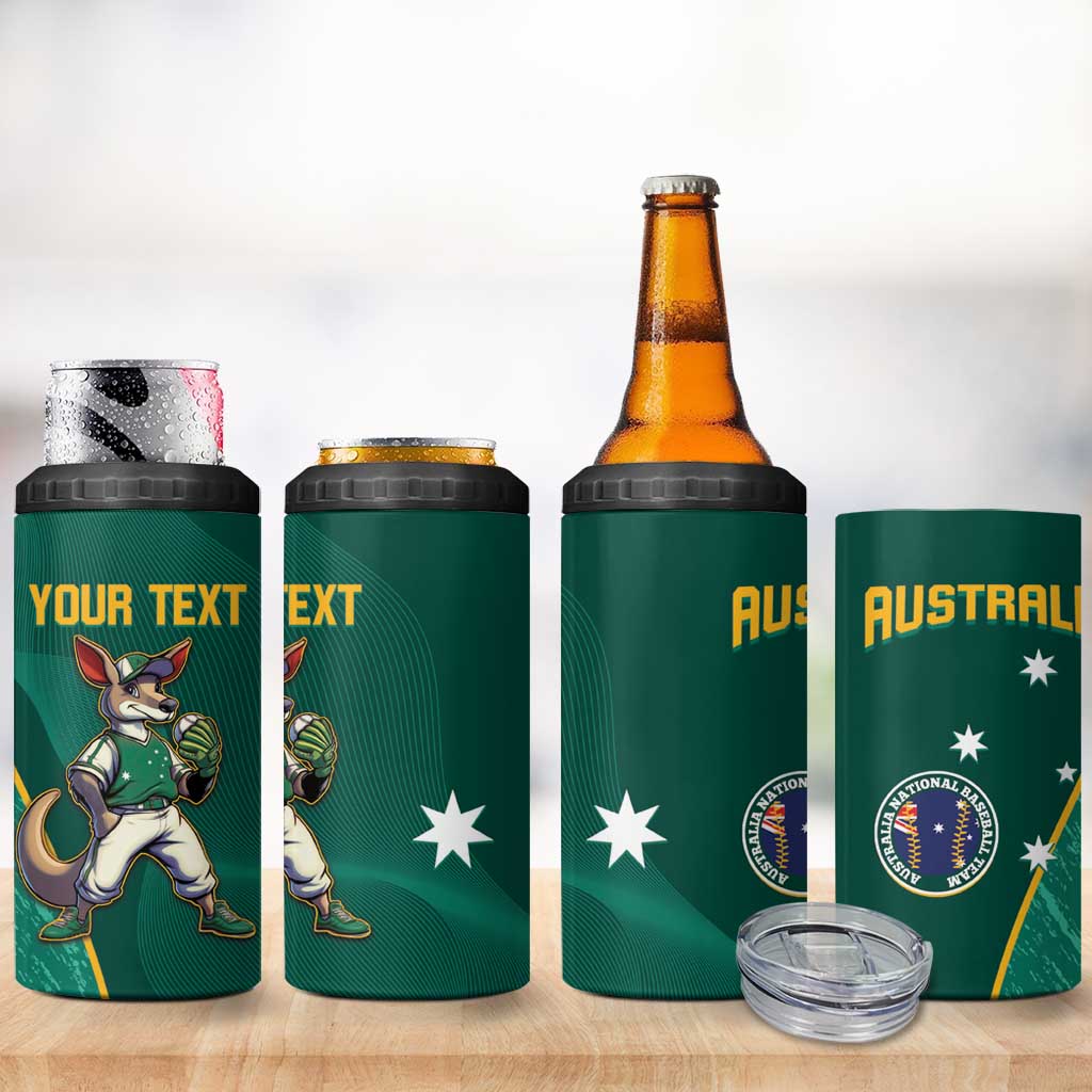 Custom Baseball Australia 4 in 1 Can Cooler Tumbler Go Champions - Aussie Kangaroo Mascot