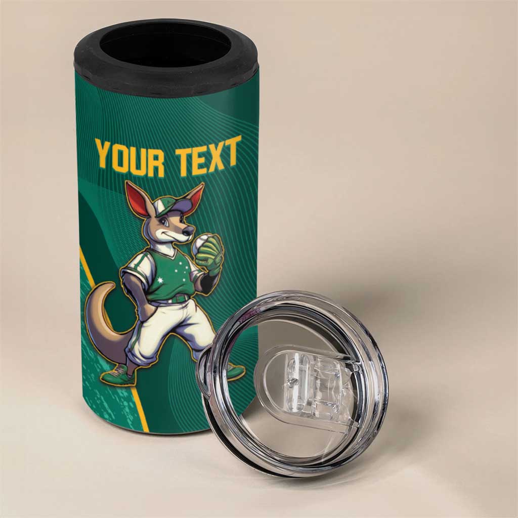Custom Baseball Australia 4 in 1 Can Cooler Tumbler Go Champions - Aussie Kangaroo Mascot