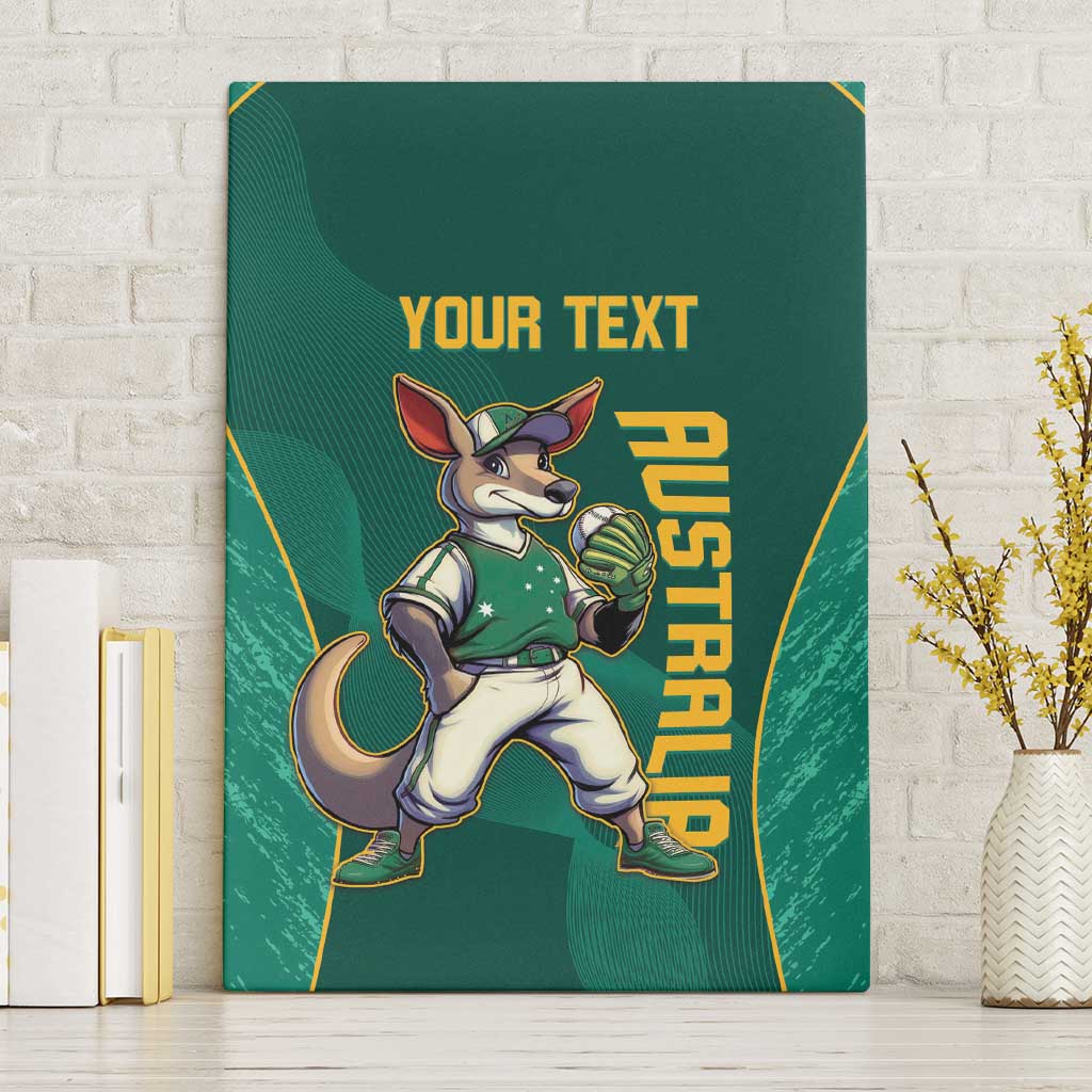 Custom Baseball Australia Canvas Wall Art Go Champions - Aussie Kangaroo Mascot