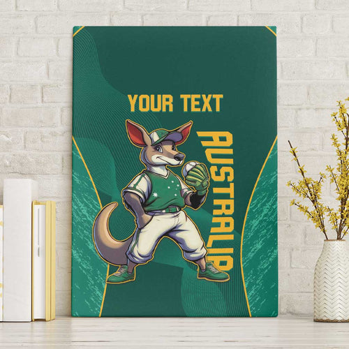 Custom Baseball Australia Canvas Wall Art Go Champions - Aussie Kangaroo Mascot