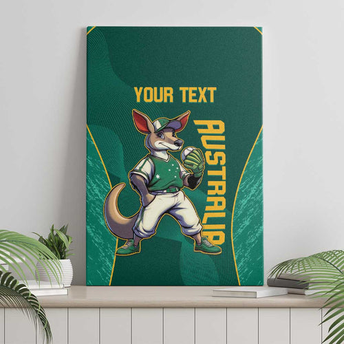Custom Baseball Australia Canvas Wall Art Go Champions - Aussie Kangaroo Mascot
