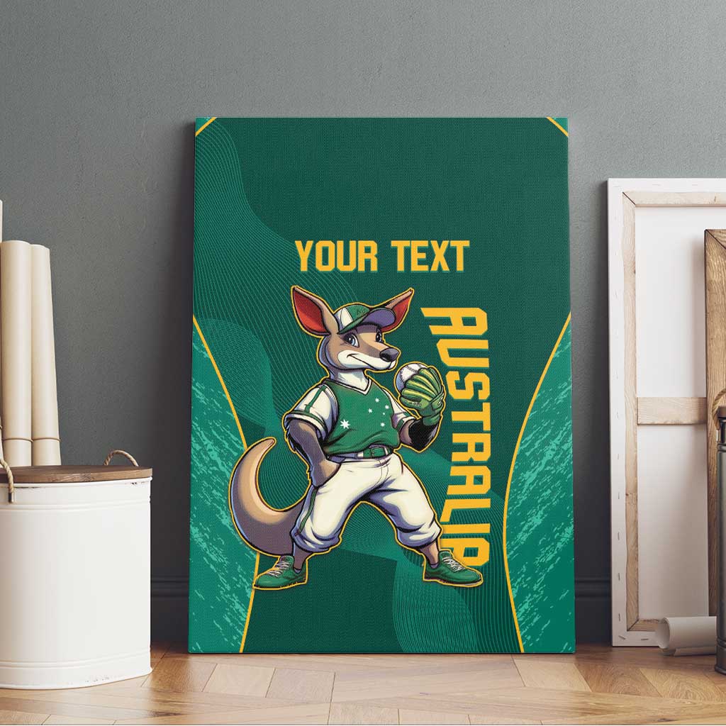 Custom Baseball Australia Canvas Wall Art Go Champions - Aussie Kangaroo Mascot