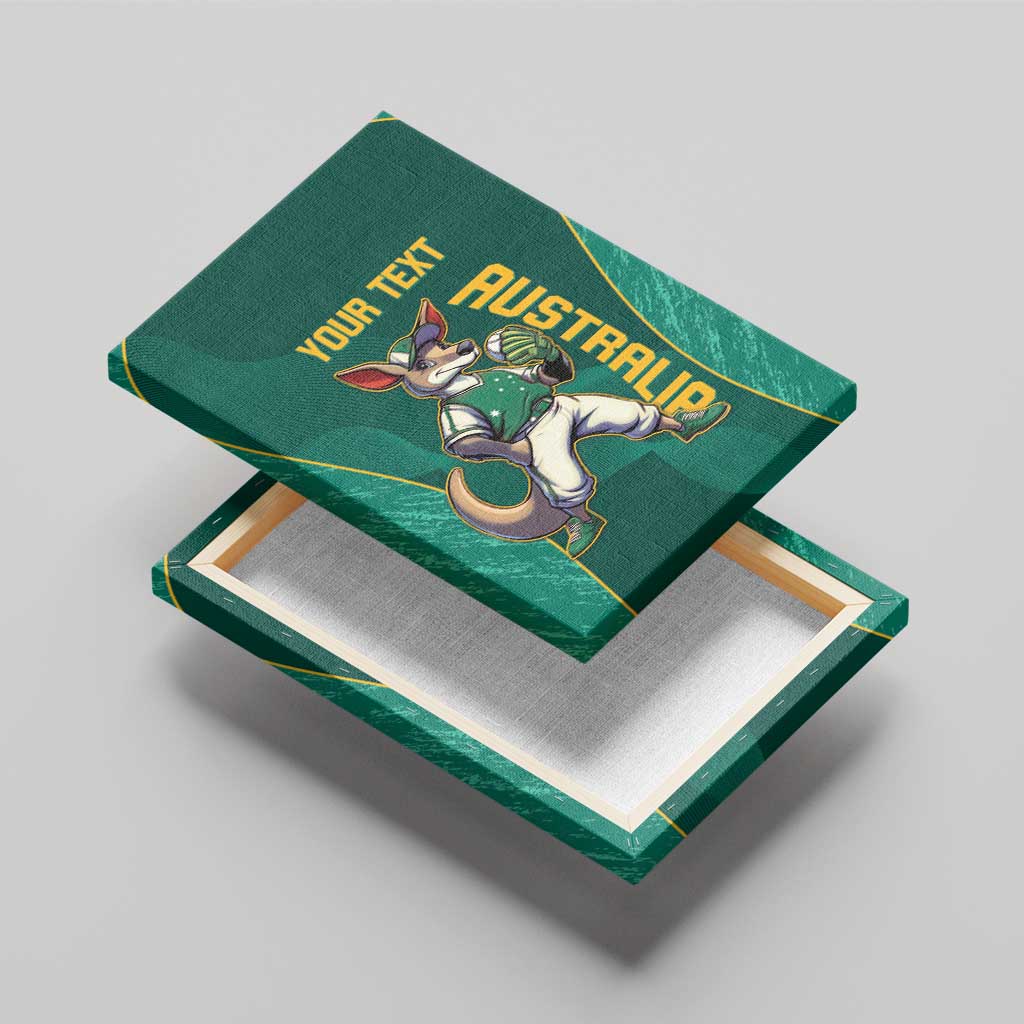 Custom Baseball Australia Canvas Wall Art Go Champions - Aussie Kangaroo Mascot