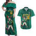 Custom Baseball Australia Couples Matching Off Shoulder Maxi Dress and Hawaiian Shirt Go Champions - Aussie Kangaroo Mascot