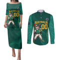 Custom Baseball Australia Couples Matching Puletasi and Long Sleeve Button Shirt Go Champions - Aussie Kangaroo Mascot