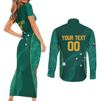 Custom Baseball Australia Couples Matching Short Sleeve Bodycon Dress and Long Sleeve Button Shirt Go Champions - Aussie Kangaroo Mascot