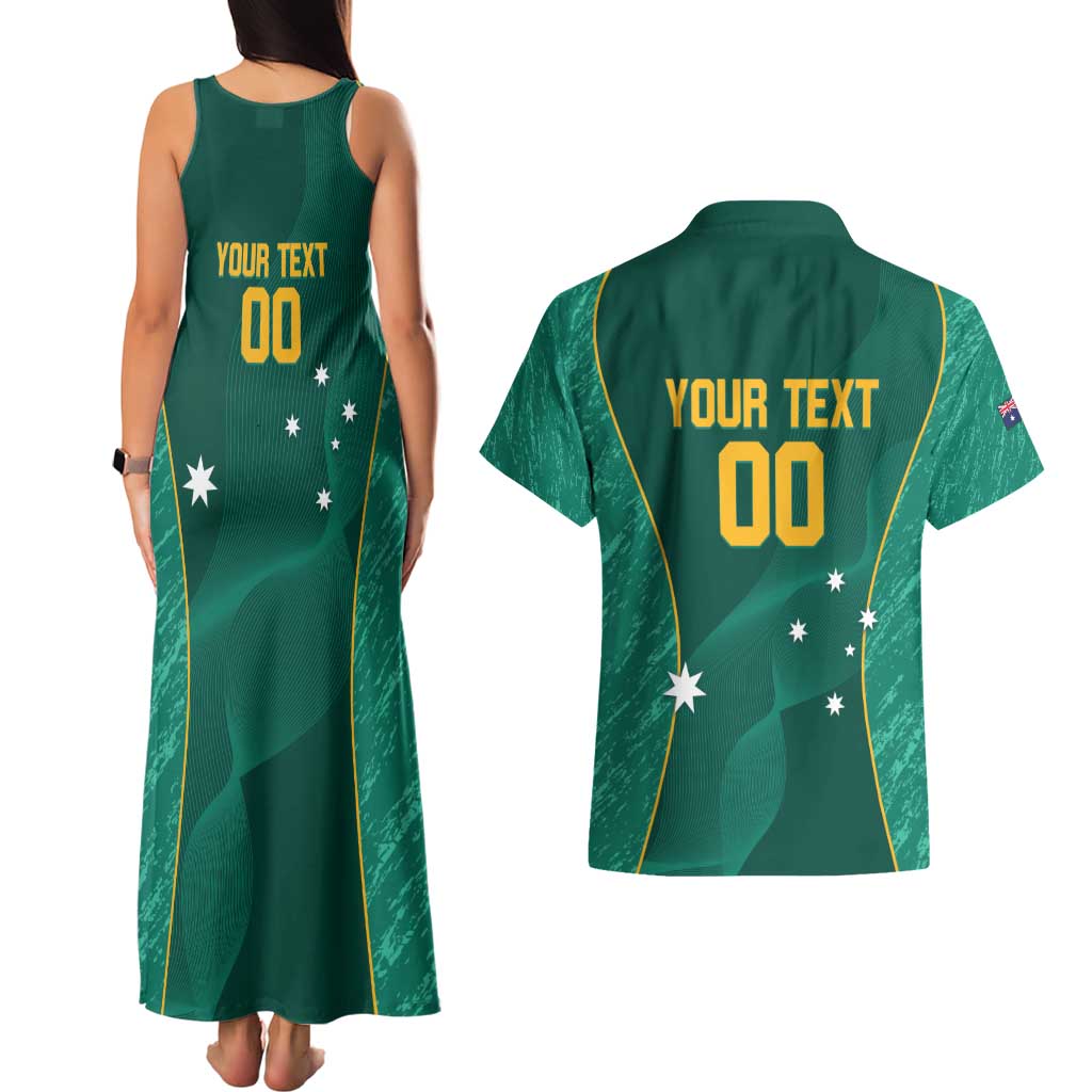 Custom Baseball Australia Couples Matching Tank Maxi Dress and Hawaiian Shirt Go Champions - Aussie Kangaroo Mascot