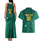 Custom Baseball Australia Couples Matching Tank Maxi Dress and Hawaiian Shirt Go Champions - Aussie Kangaroo Mascot