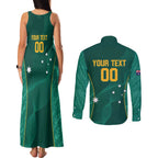 Custom Baseball Australia Couples Matching Tank Maxi Dress and Long Sleeve Button Shirt Go Champions - Aussie Kangaroo Mascot