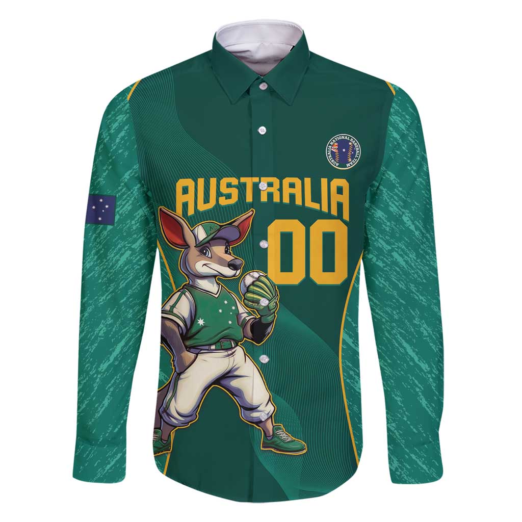 Custom Baseball Australia Family Matching Off Shoulder Maxi Dress and Hawaiian Shirt Go Champions - Aussie Kangaroo Mascot